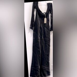 Meshki: Shoulder Cowl Neck Maxi Dress - Black